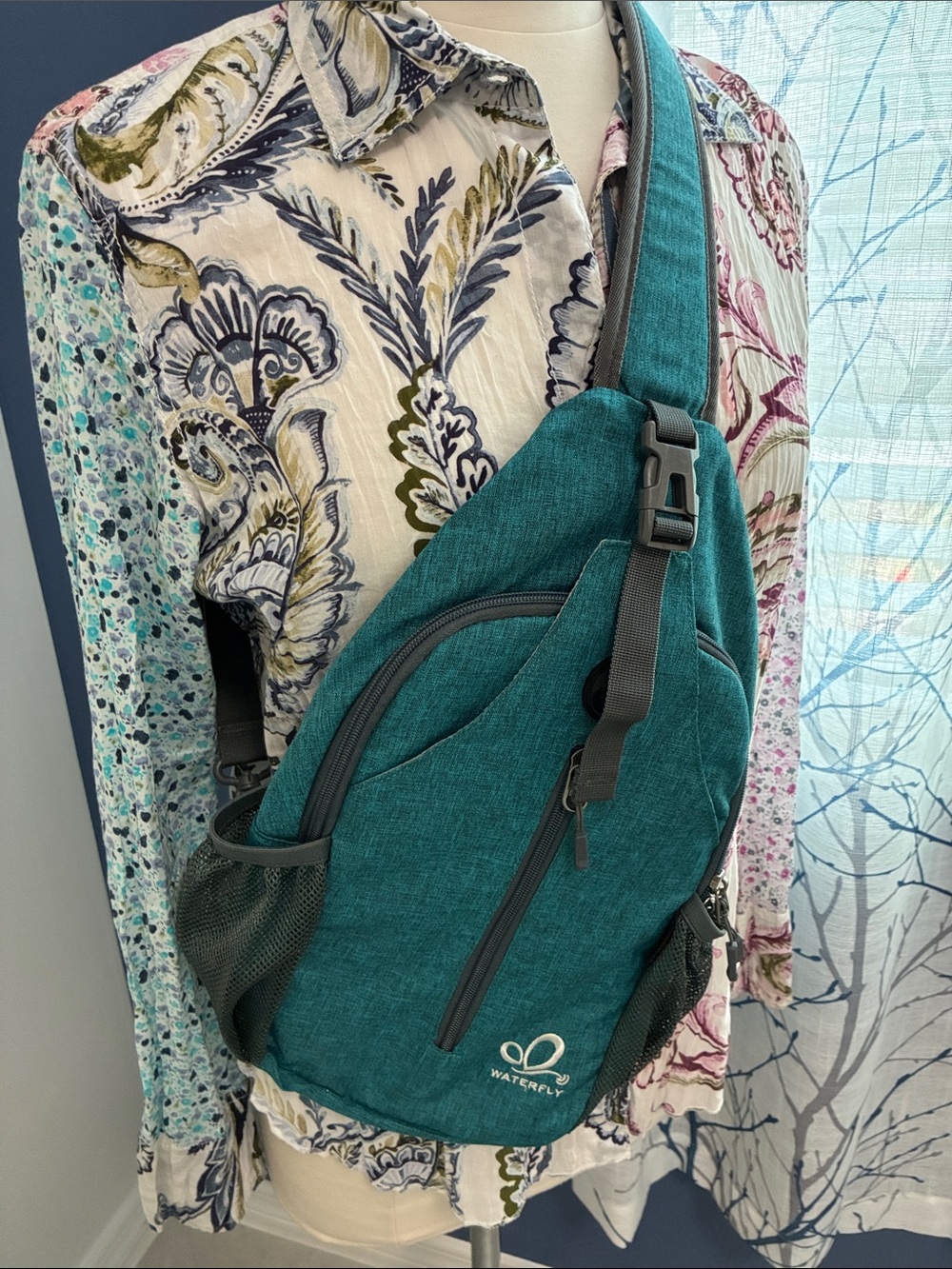 Waterfly Teal Crossbody Sling Bag